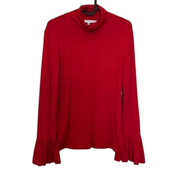 Trina Turk Red Stretch Jersey Abril Turtleneck Pullover Blouse Size Medium - Picture 1 of 8